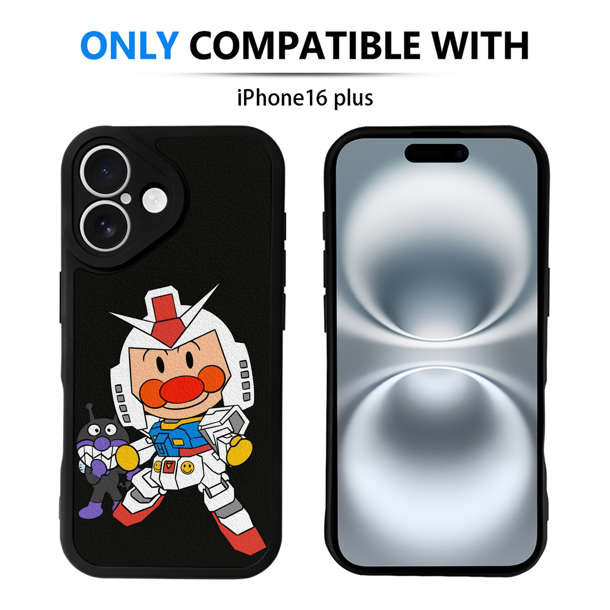 （画像用） アンパンマン Anpanman 【iPhone 16シリーズ対応】シリコンスマホケース（レザー調） 材質：シリコン